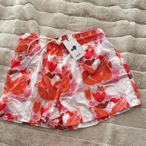 Men's Swim Trunks - Vibrant Orange and Pink